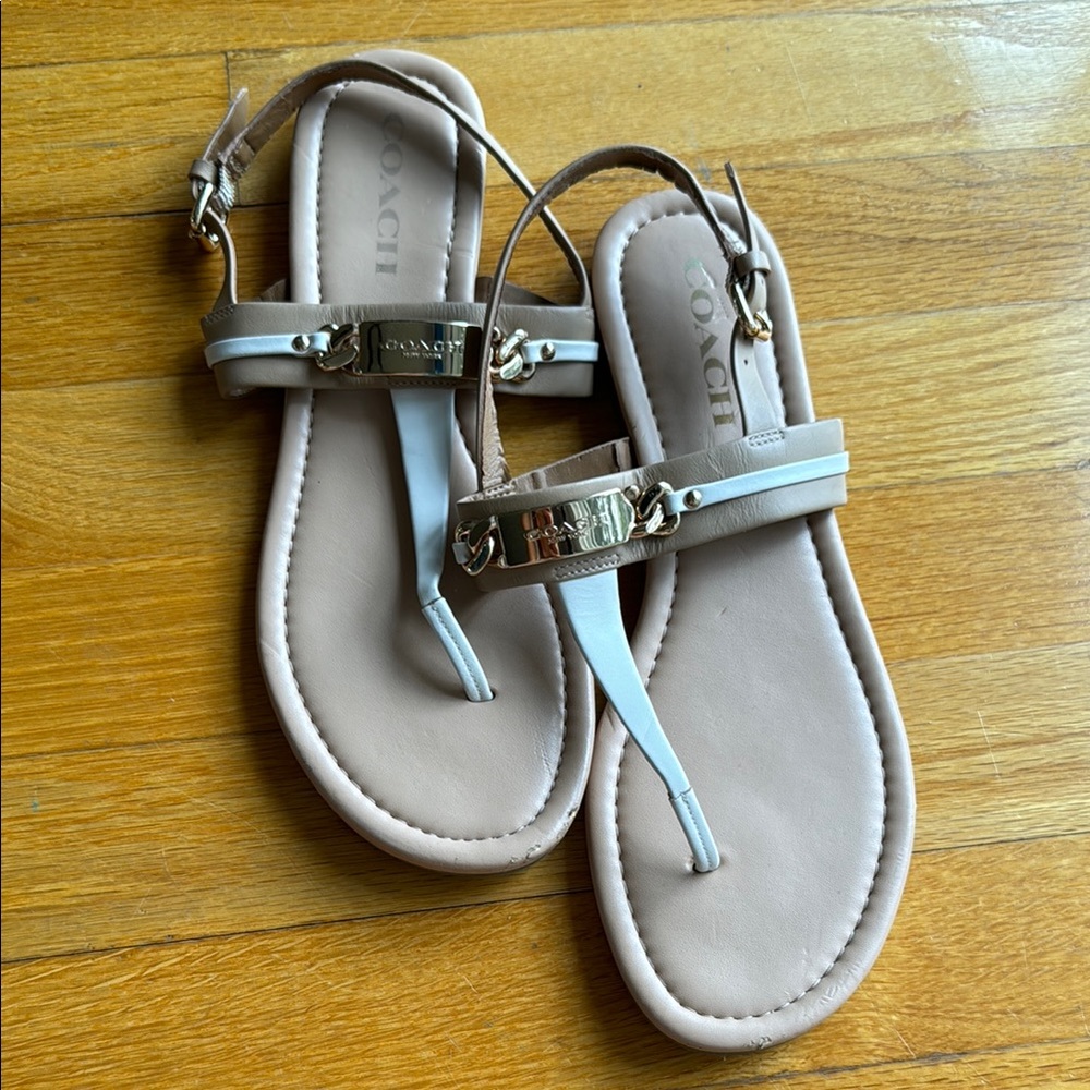 Coach Beige Leather Sandals